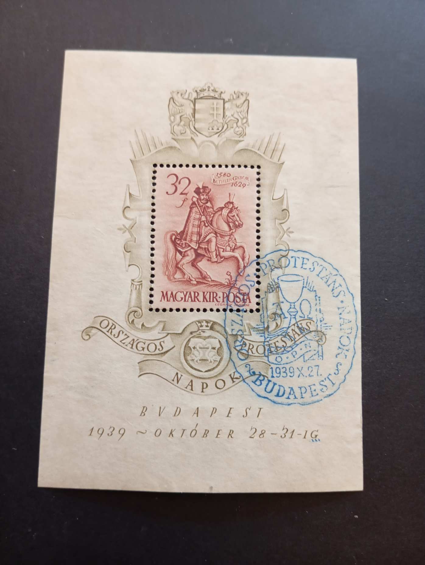 Magyarország 1939 Bethlen blokk fogazott emlékbélyegzővel kat. ár 6000 Ft
