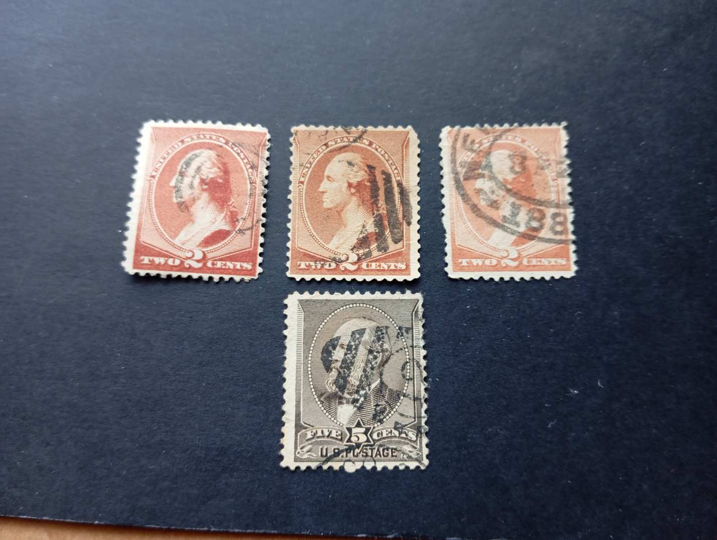 USA 1882 - 4 cancelled stamps, catalog price 9€