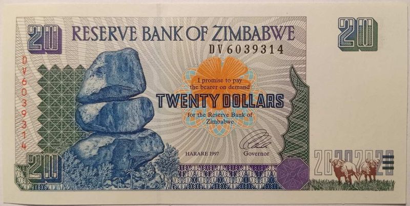 Zimbabwe 20 dollár 1997 UNC