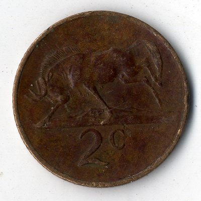 Dél-Afrika bronz 2 Cent 1976