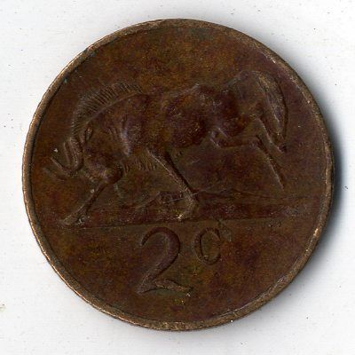 Dél-Afrika bronz 2 Cent 1976