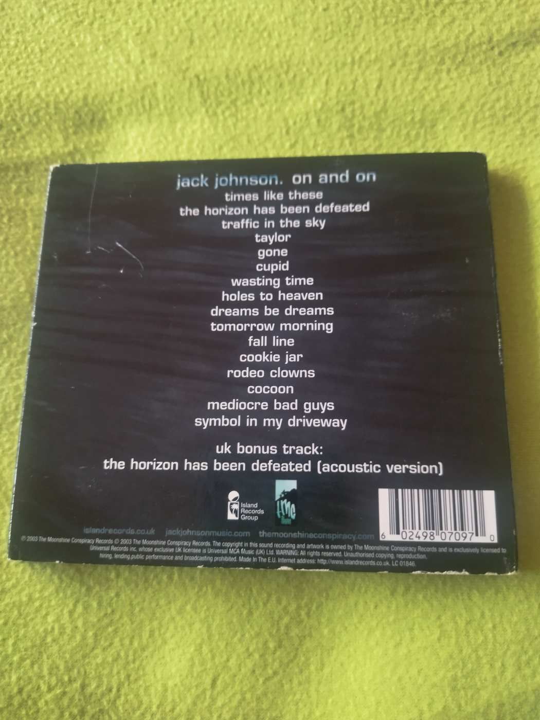 Jack Johnson           on and on            cd     digipackos