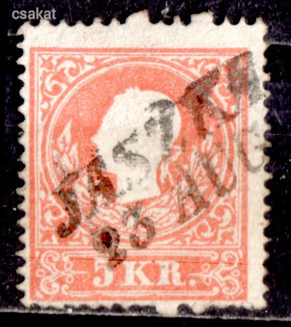1858 OPM 5kr JASZKA bélyegzés Horvátország Croatia Gudlin A2.20 / 400 pont (c99)