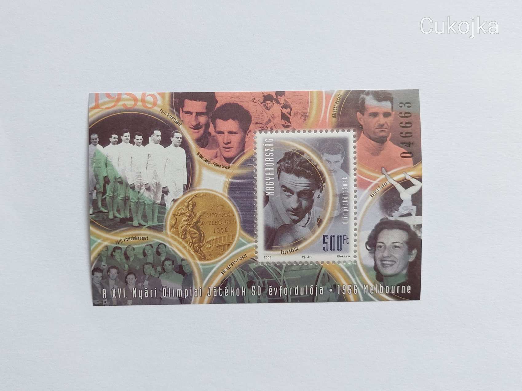 2006. Magyar Olimpiatörténet I. Melbourne 1956. Blokk Bélyeg Postatiszta Katalógusérték 1400 Ft