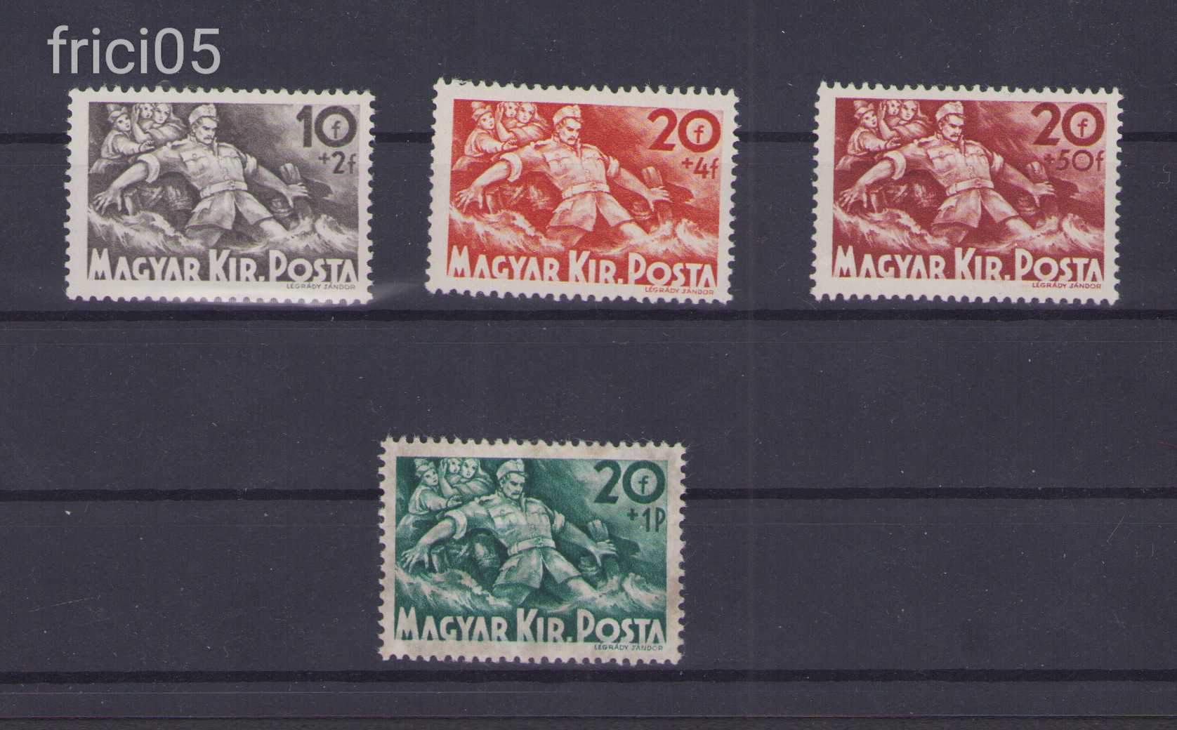 1940 Árvíz II. sor + bélyeg az Árvíz blokkból, postatiszta