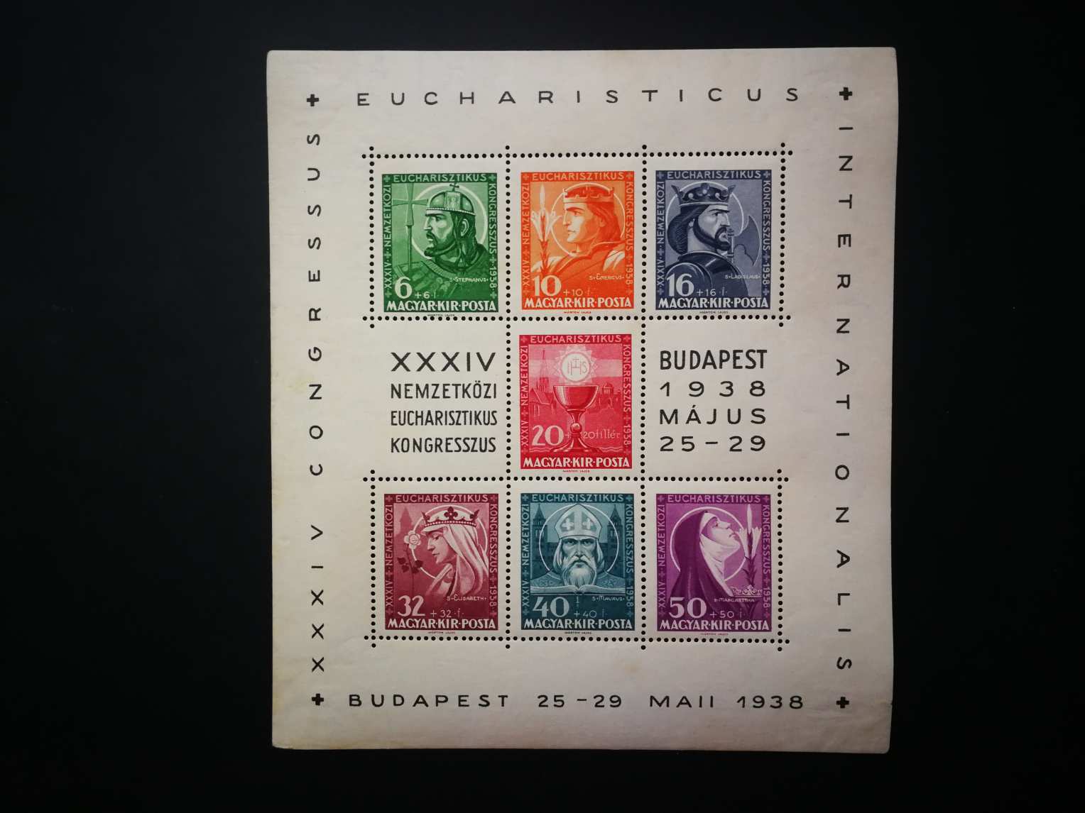 Magyarország 1938 Eucharisztikus blokk enyhe törések F