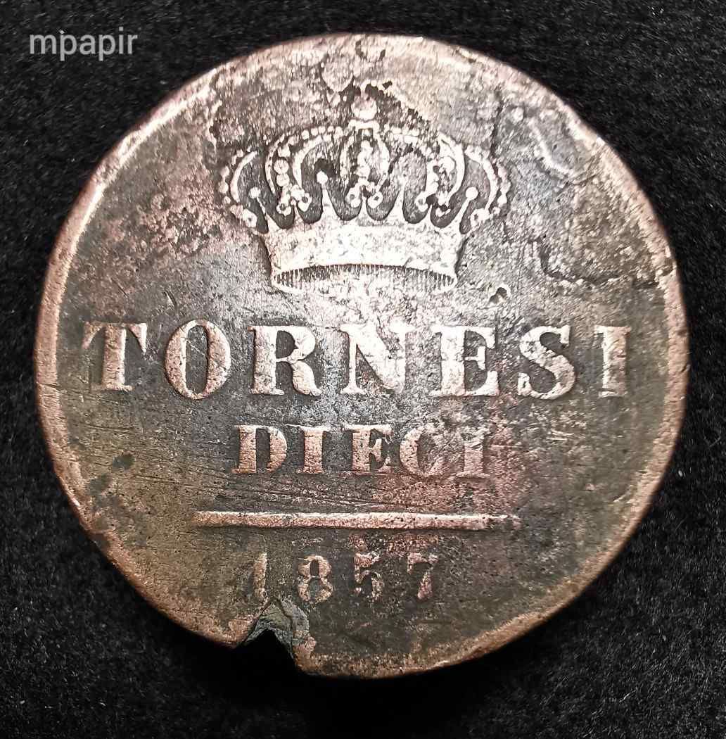 1857. 10 Tornesi 27.7gr.