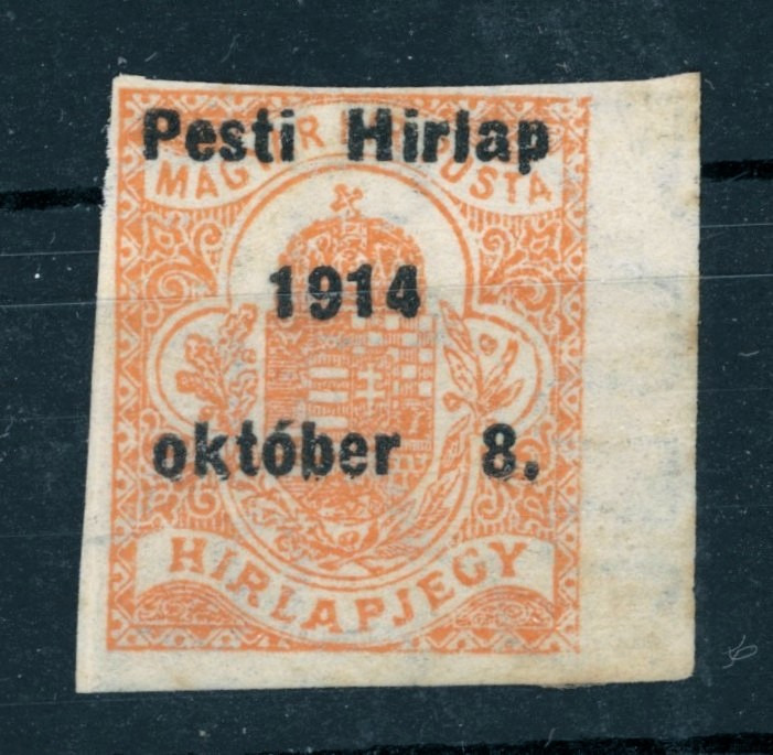 1913 turul előértéktelenített hírlapbélyeg Pesti Hírlap  1914. október 8. (e81)