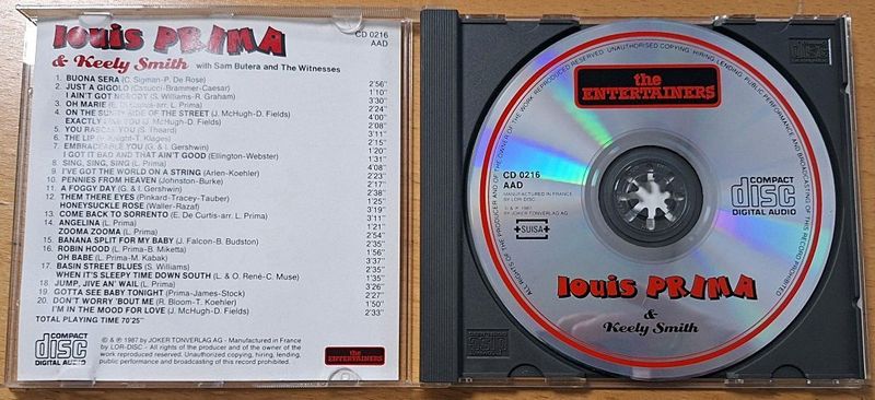 Louis Prima zenei CD 1987