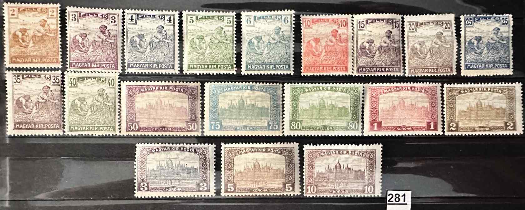 1916 ARATÓ PARLAMENT POSTATISZTA MAGYAR TELJES BÉLYEG SOR ** MBK: 5,100FT