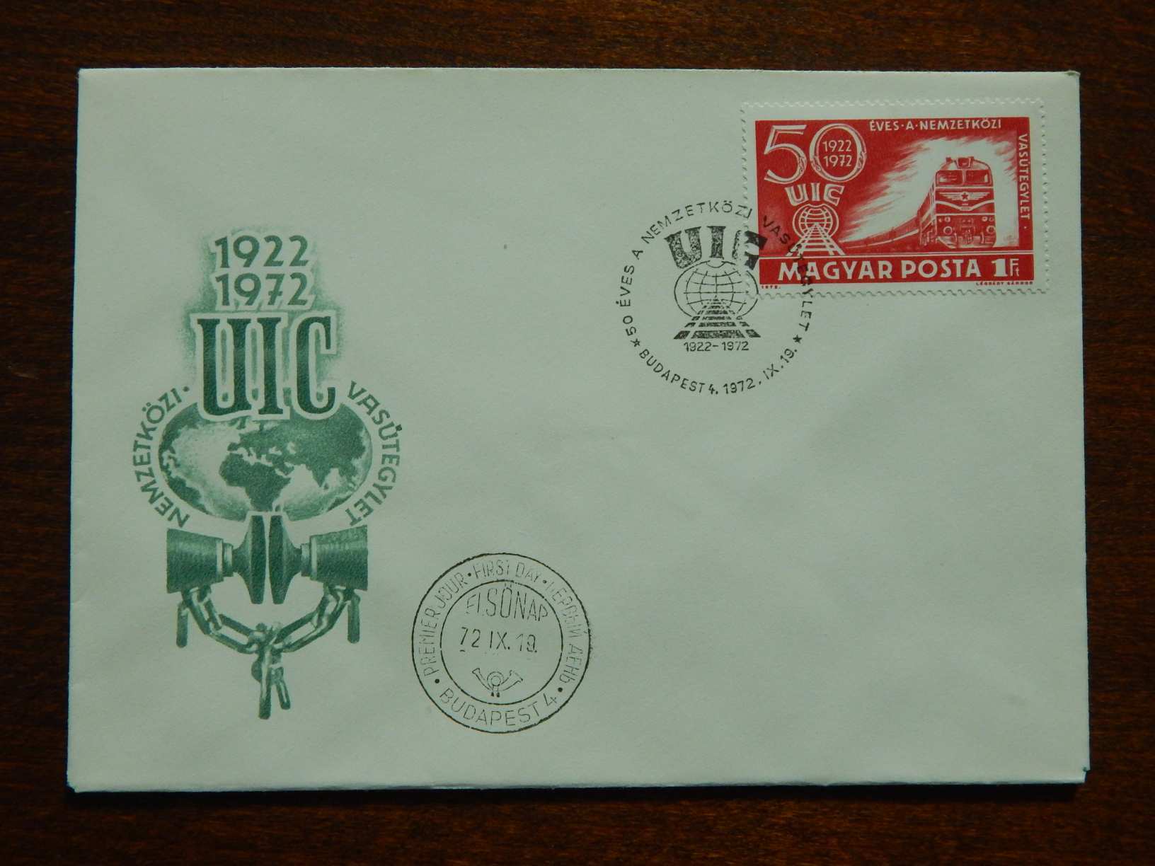 FDC 1972. 50 éves a Nemzetközi Vasútegylet (UIC)
