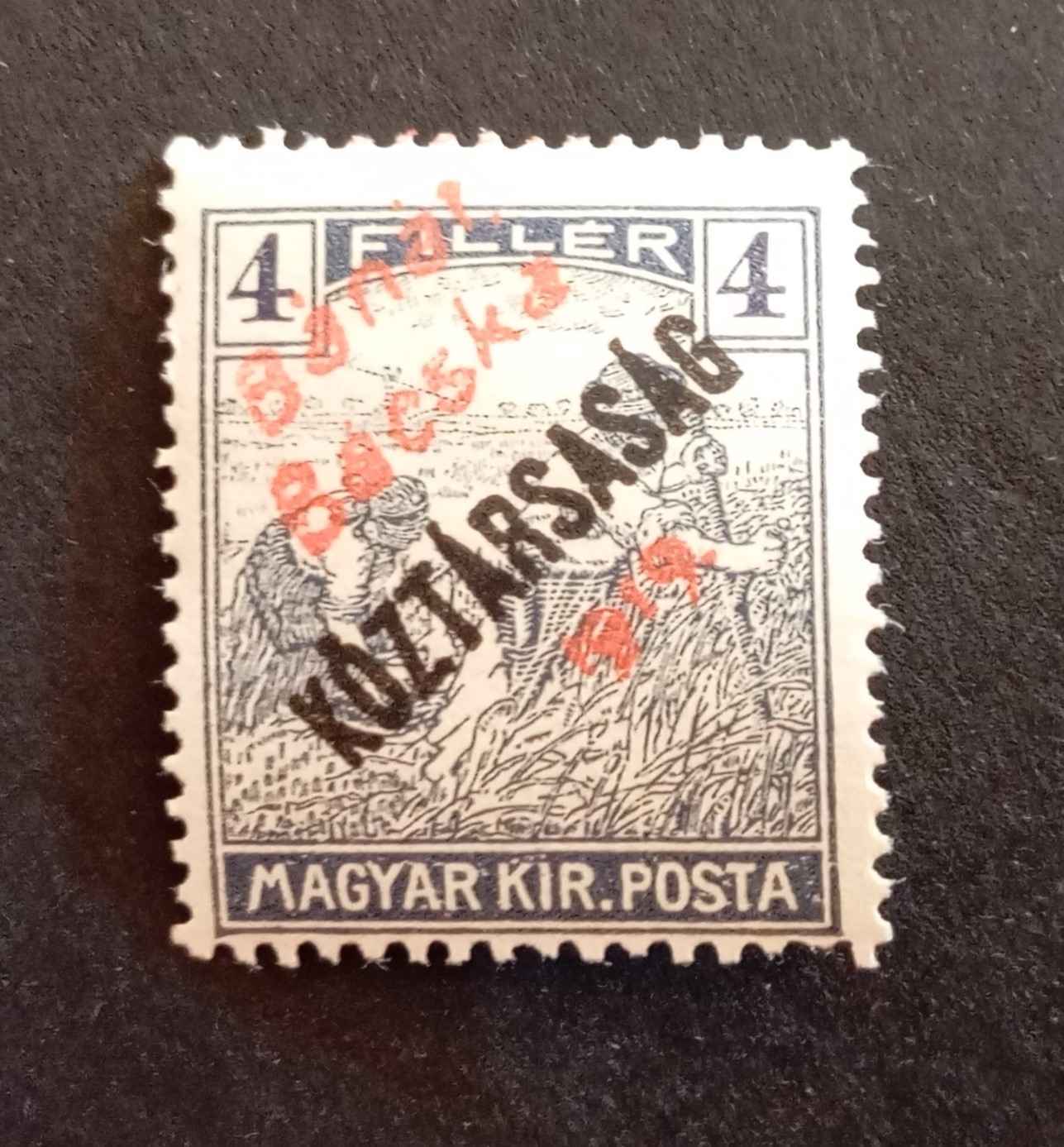 Magyarország 1919 Bánát-Bácska Arató-Köztársaság 4 F piros * falcos H