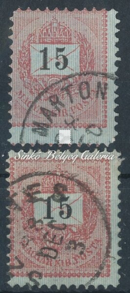 1888. Feketeszámú krajcáros 15kr bélyeg