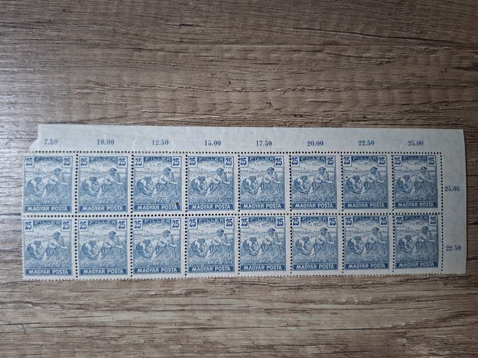 1919-es Magyar Posta 25 filléres   16-os ívszéli összefüggésben