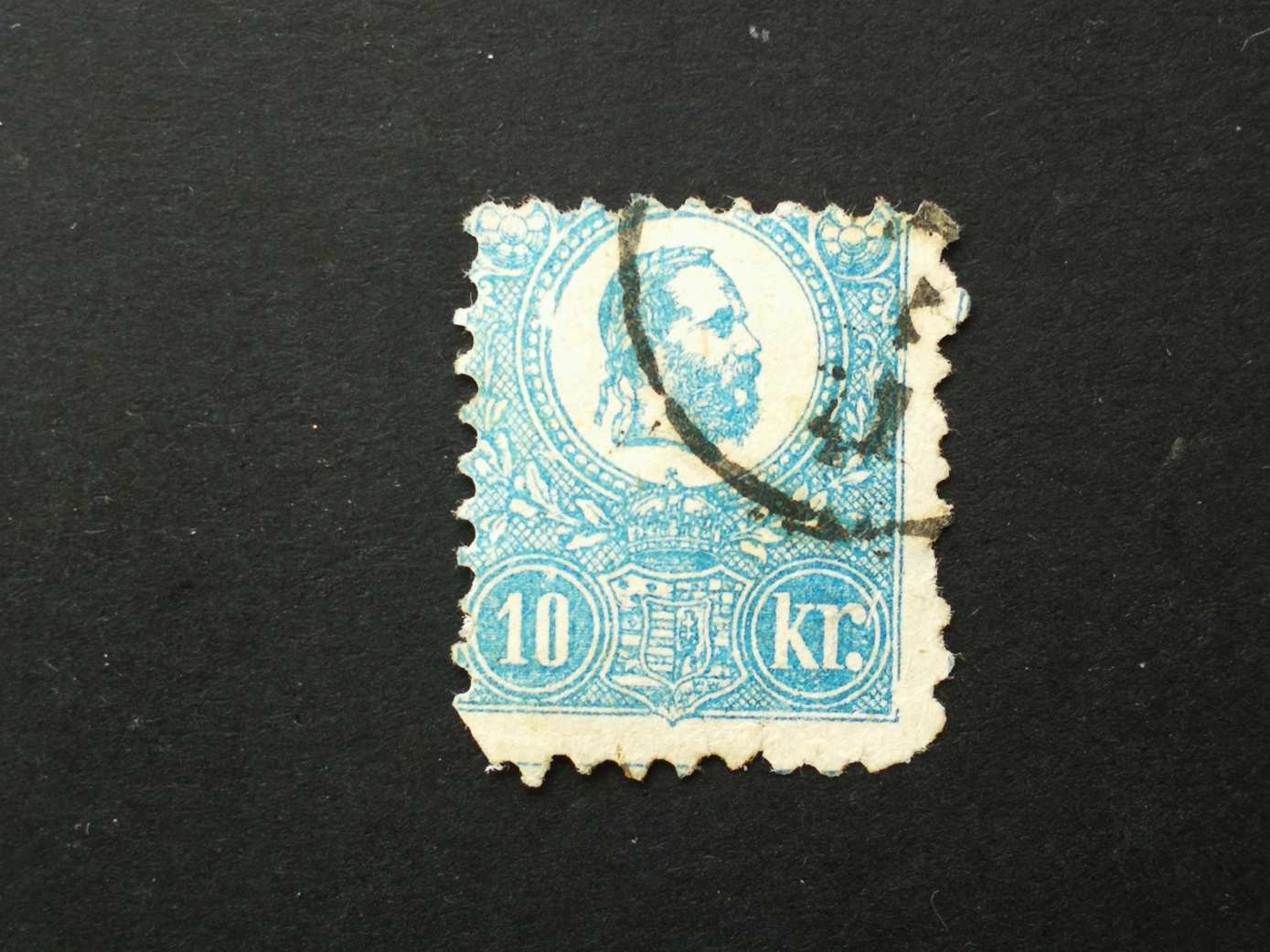 Magyarország 1871 kőnyomat 10 kr ablakos sarokhiány I