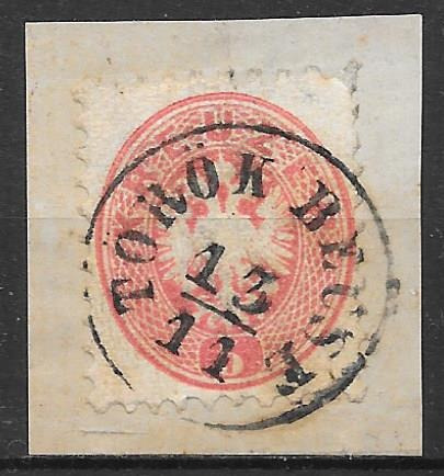 1864. OPM 5 kr TÖRÖK BECSE bélyegzéssel, kivágáson