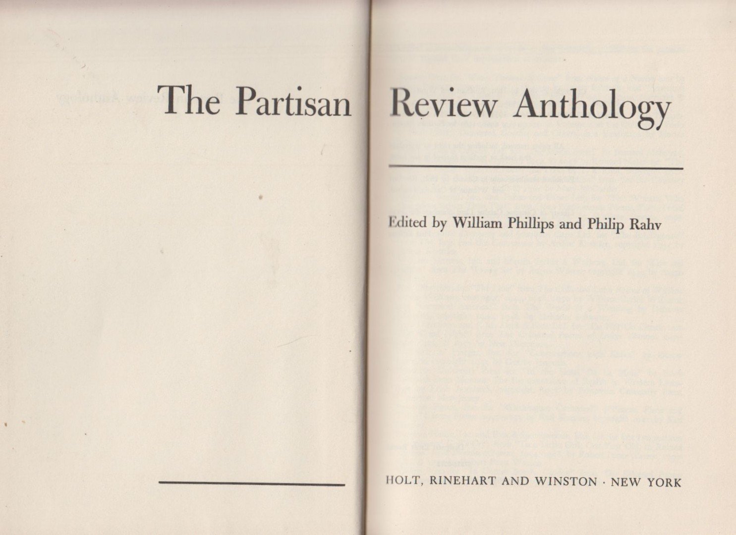 The Partisan Review Anthology