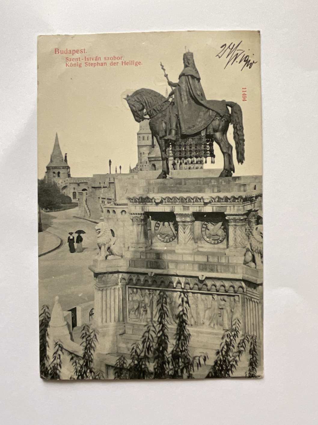 1908 Budapest Szent István szobor képeslap 5f turul ritka