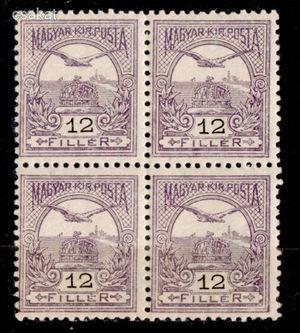 1904 turul 12f postatiszta ** négyestömb A2 vízjel állás leírás MPIK 13.600 ft (c93)