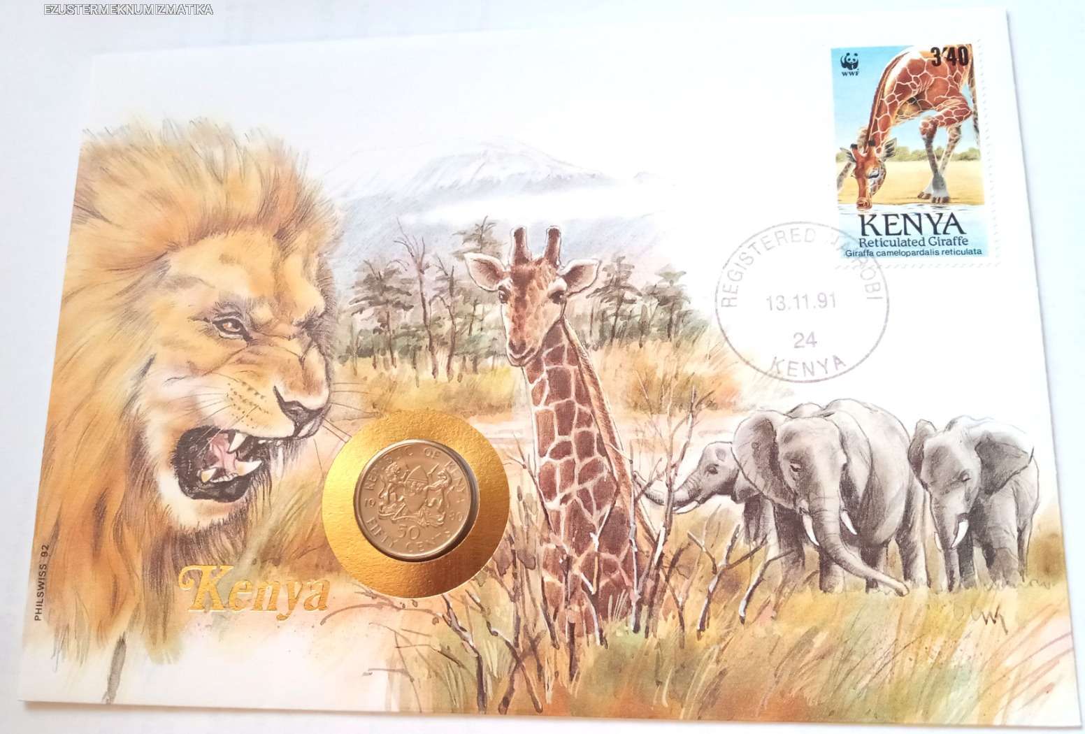 KENYA, ÉRMÉS BORÍTÉK BÉLYEGGEL!