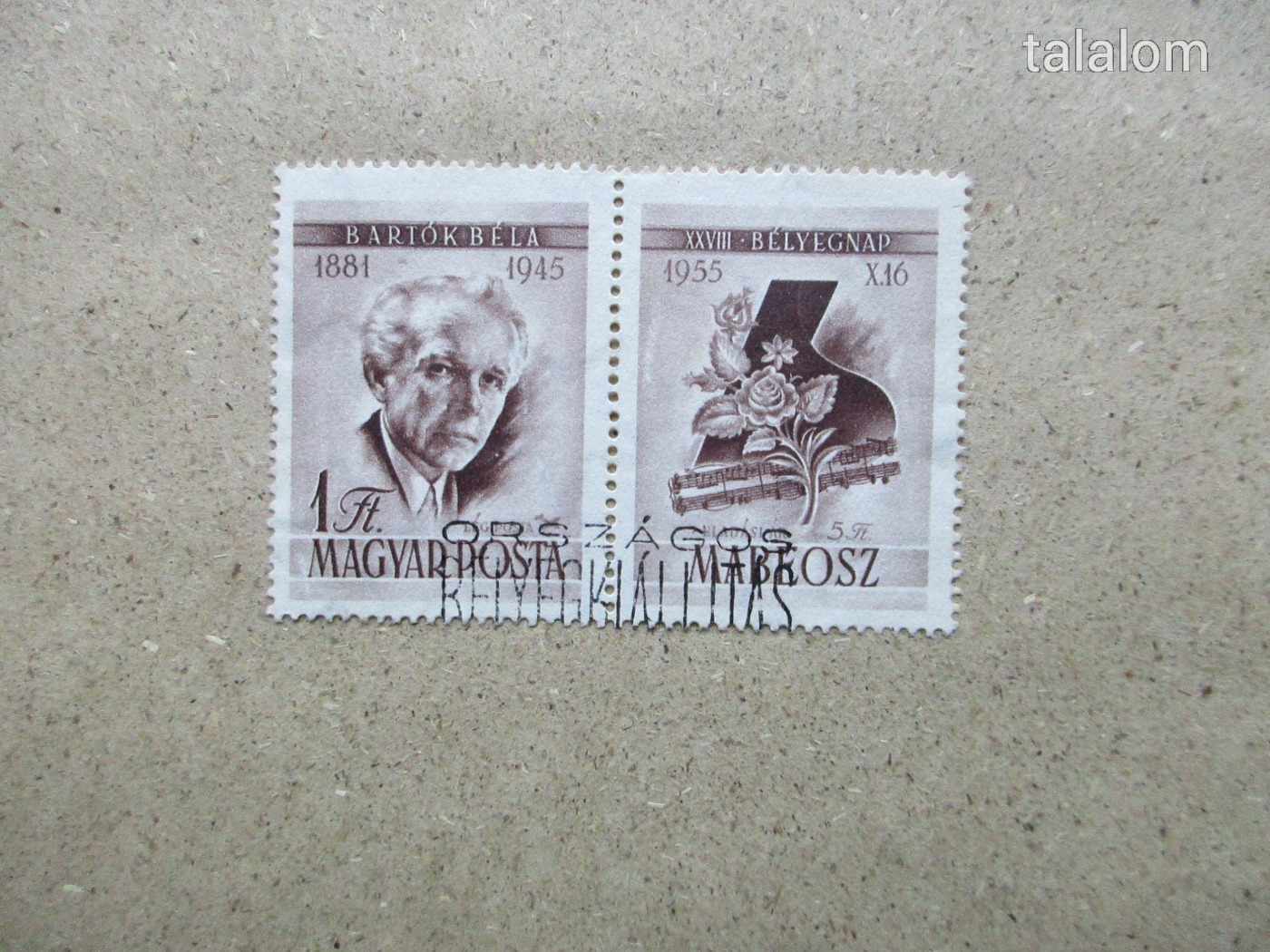 1955. Bélyegnap-Bartók jobb oldali szelvénnyel  (119)