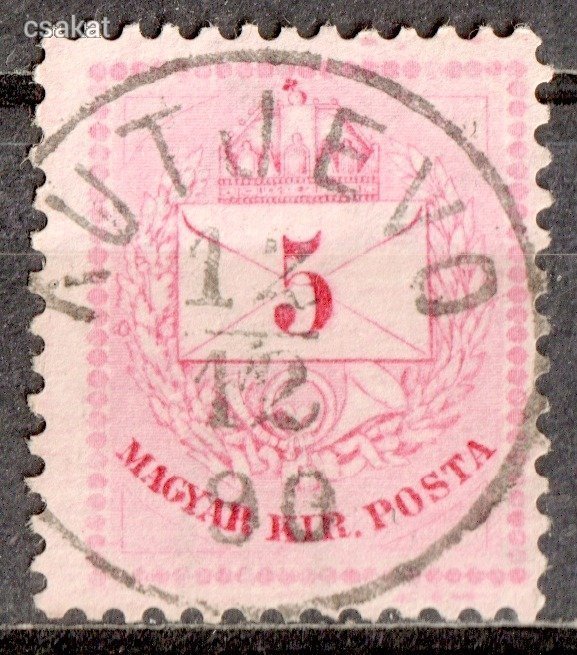 1881 színesszámú krajcáros szép KUTJEVO bélyegzés Horvátország Croatia Gudlin E3.15 / 100p (d04)