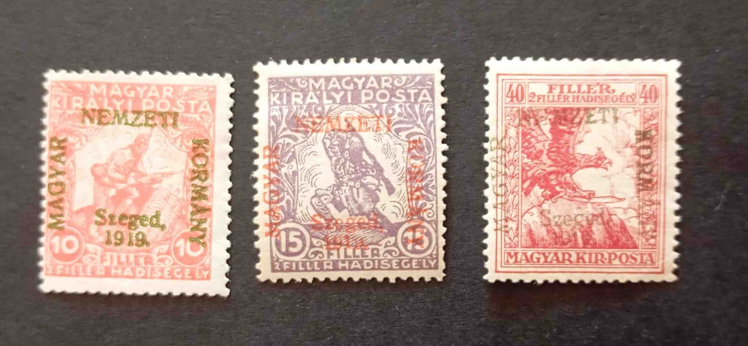 Magyarország 1919 Szeged Francia megszállás Hadisegély III. 3 db falcos H