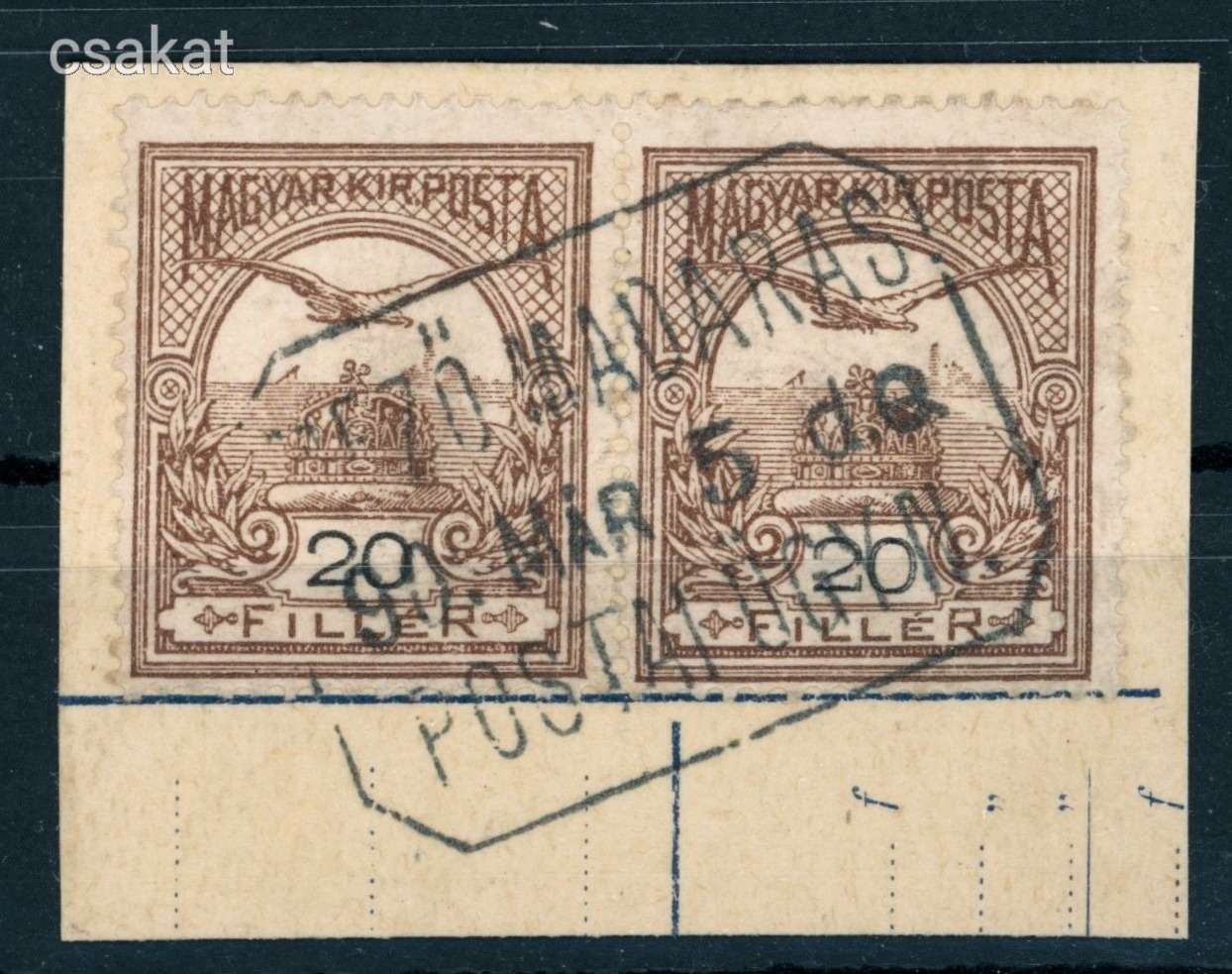1909 turul MEZŐ MADARAS postaügynökésg bélyegzés Maros-Torda Romania MPPFB PÜ10 / 200p (e37)