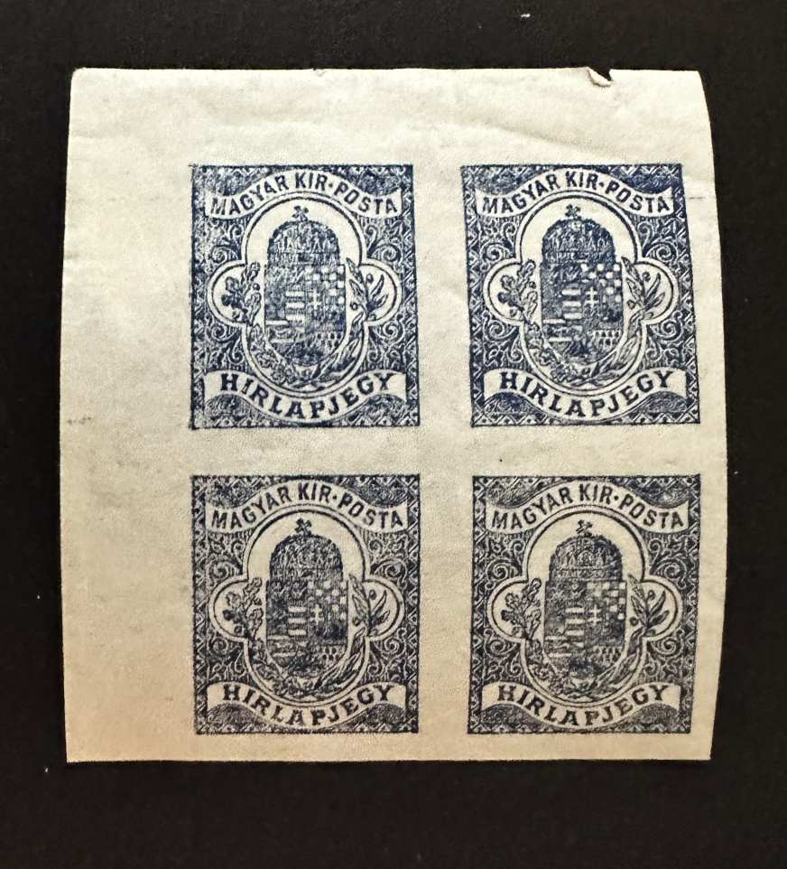 1920-22 HIRLAPBÉLYEG MAGYAR POSTATISZTA BÉLYEG 4-ES TÖMB**