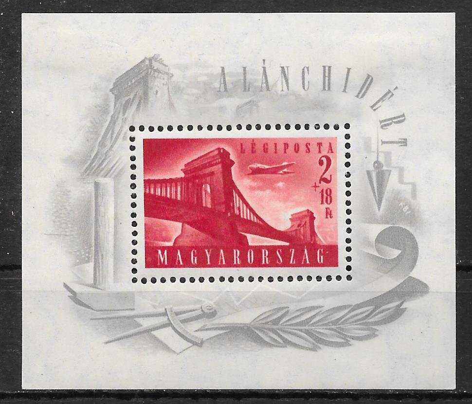 1948. Lánchíd II. falcos blokk  (postatiszta ár: 40 000 )