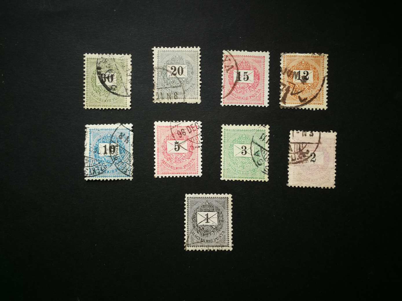 Magyarország 1898 Színesszámú krajcáros 9 érték  E2