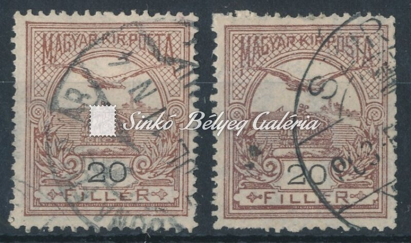 1906. Turul 20f bélyegek