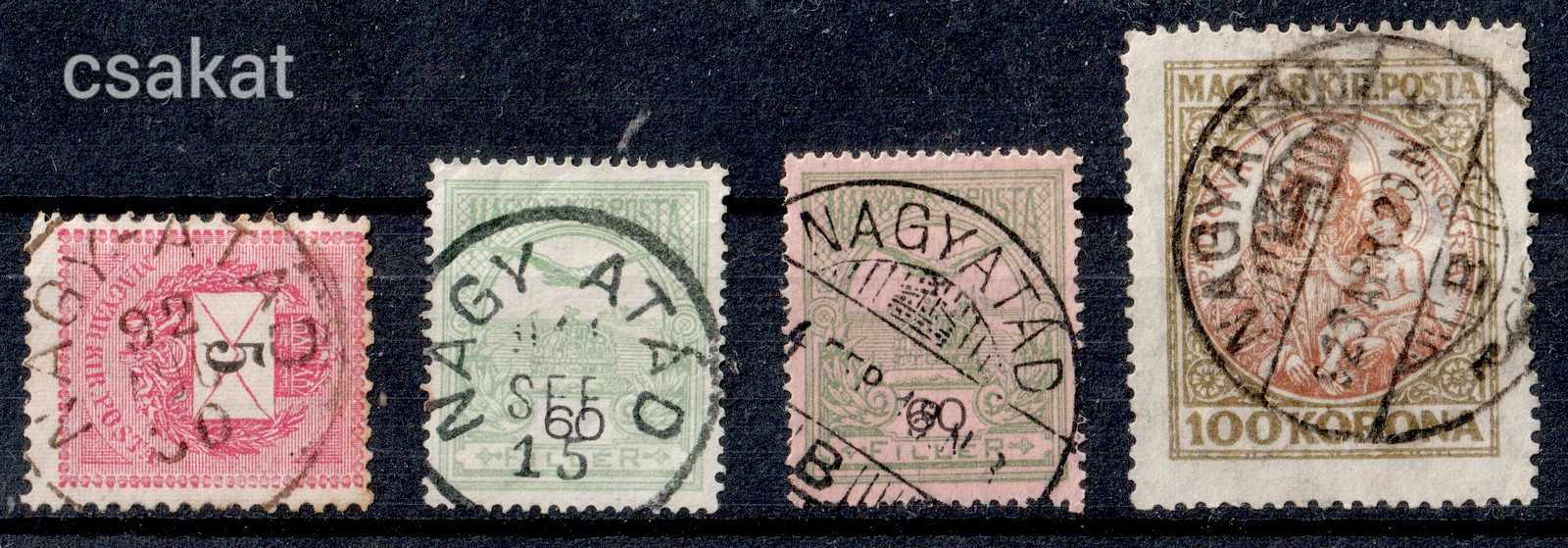 1889+ NAGYATÁD bélyegzések 4féle Gudlin 75p + a pántoltak (d24)