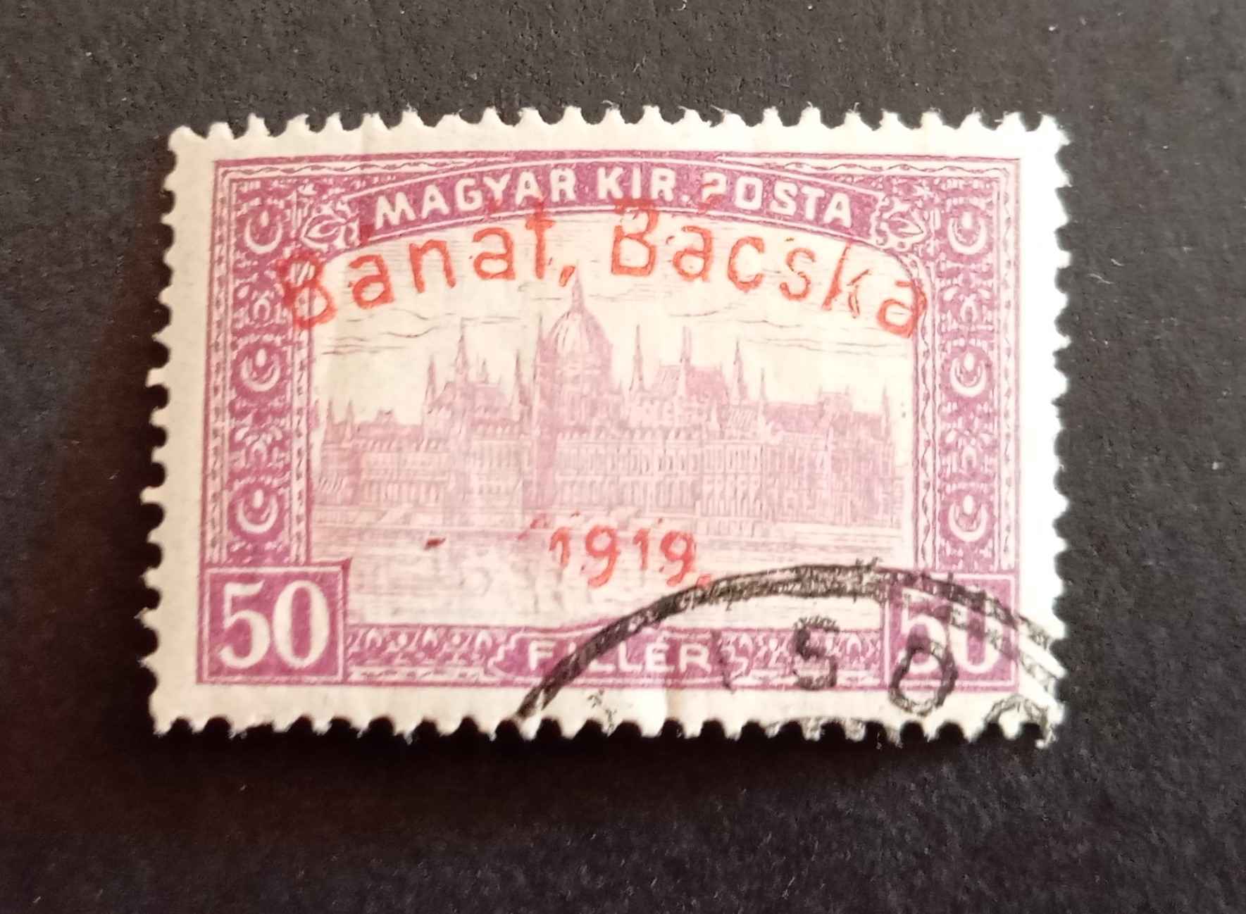 Magyarország 1919 Bánát-Bácska Parlament 50 F pecsételt H