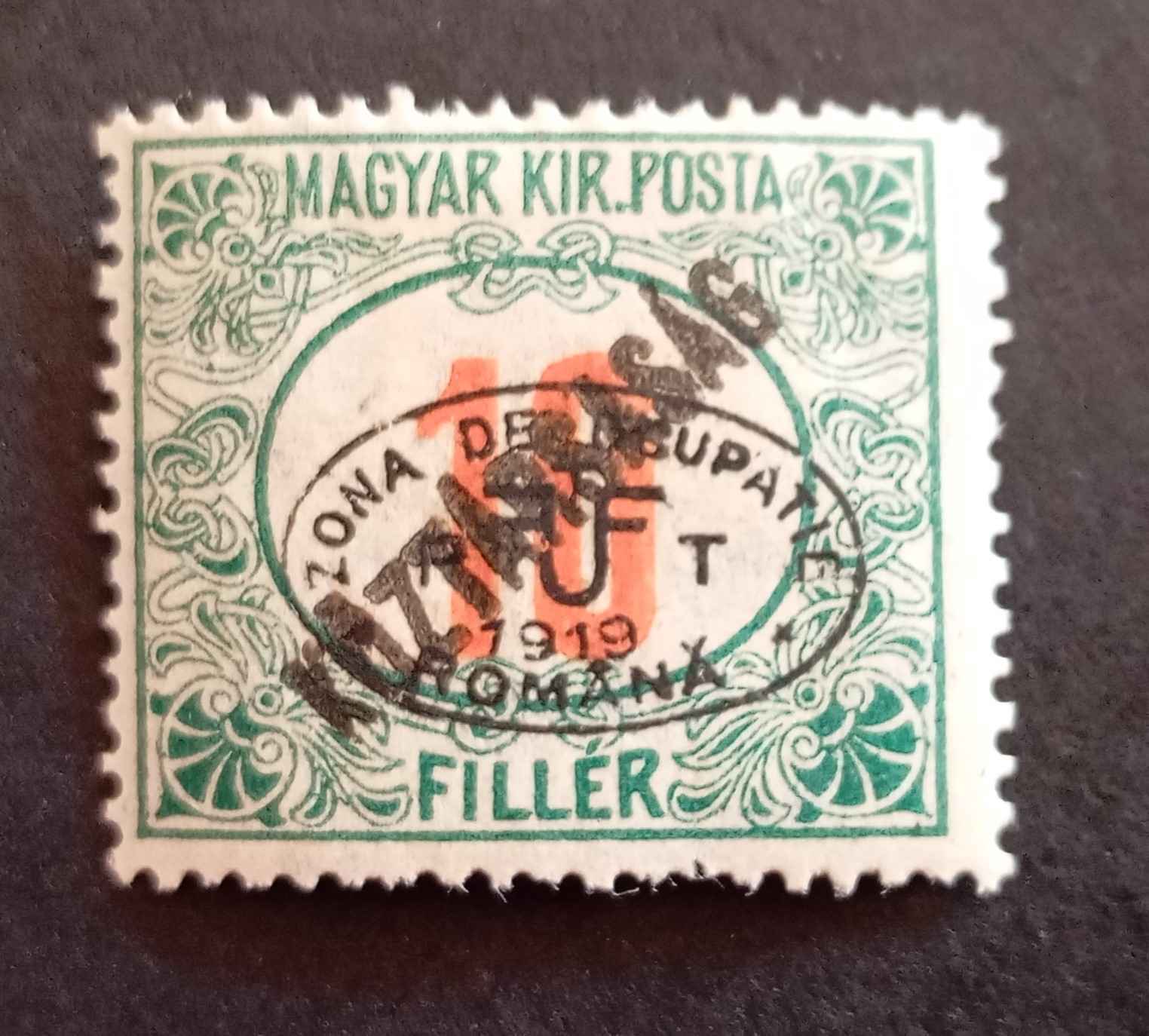 Magyarország 1919 Debrecen román megszállás piros számú porto Köztársaság 10 F H