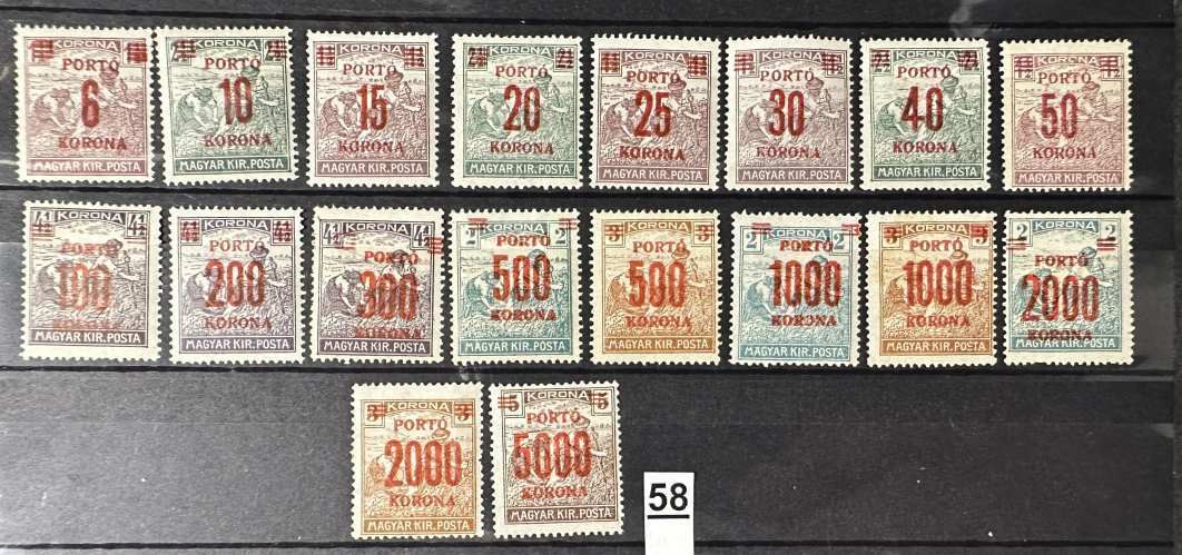 1921-1925 KISEGITŐ PORTÓ KOMPLETT POSTATISZTA MAGYAR BÉLYEG SOR**