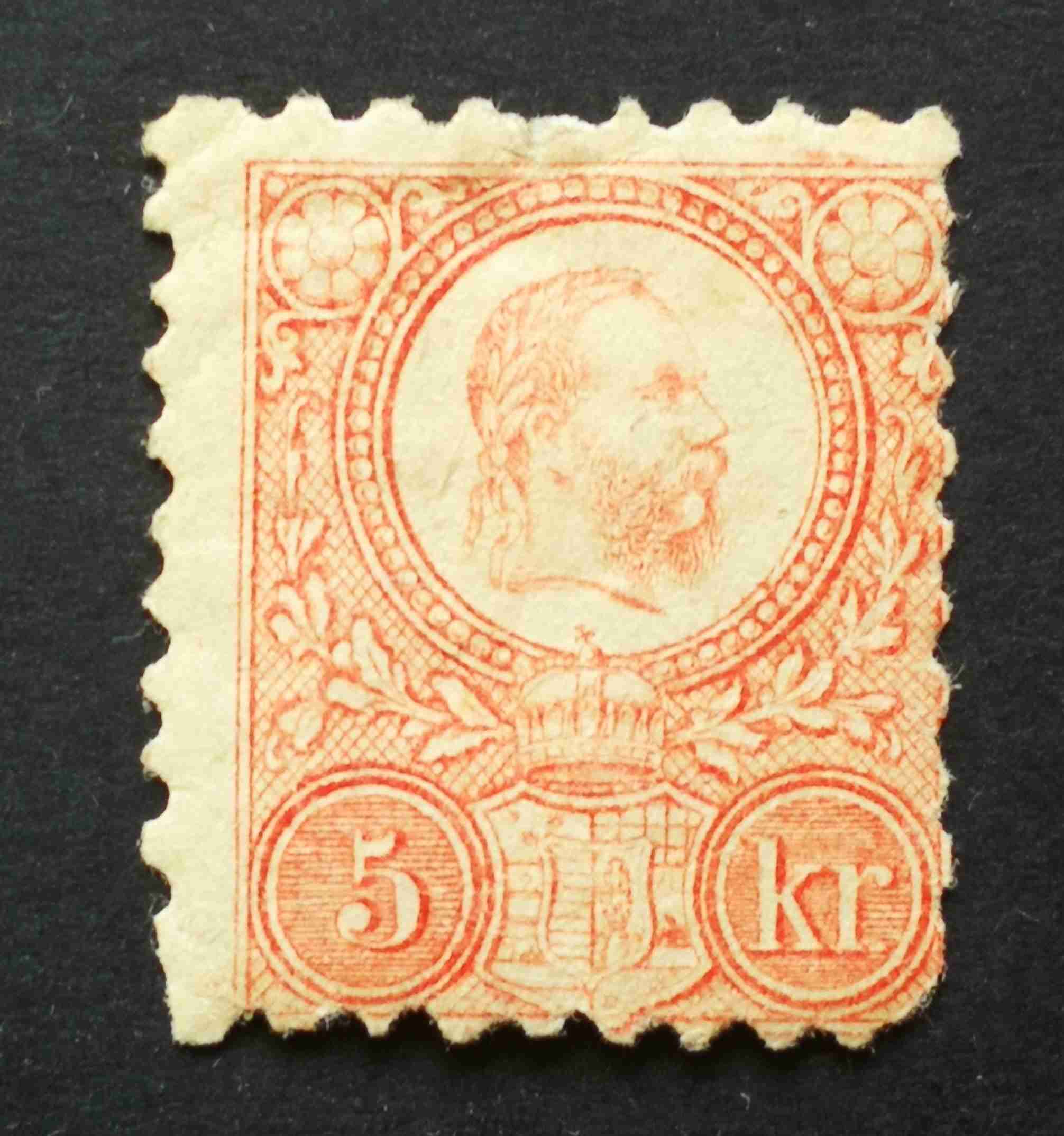 Magyarország 1871 Réznyomat 5 Kr * apró elvékonyodás, sarokhiány, elfogazva H