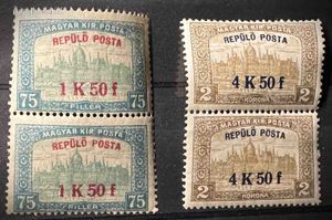 1918 Repülő Posta Magyar Bélyeg Sor Párosban Postatiszta MBK 44 000 Ft