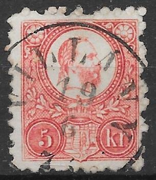 1871. Réznyomat  5  kr bélyeg  VILLÁNY  bélyegzéssel  ( Gudlin  300    pont )
