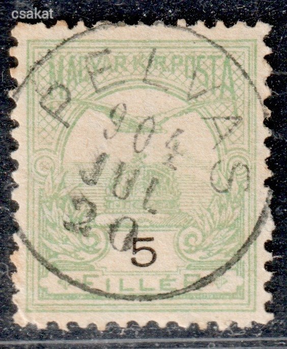 1900 turul ritka és szép PELVÁS bélyegzés Felvidék Slovakia Gudlin E3.20 / 100p (d58)