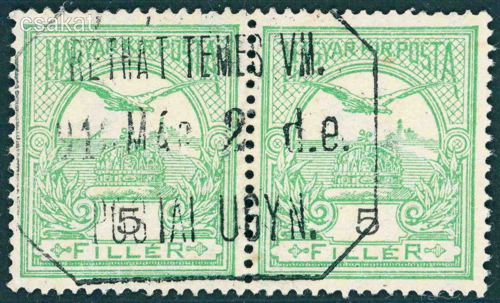 1909 turul ritka RÉTHÁT TEMES VM.  postaügynökség bélyegzés MPPFB PÜ10 / 500p  (d83)