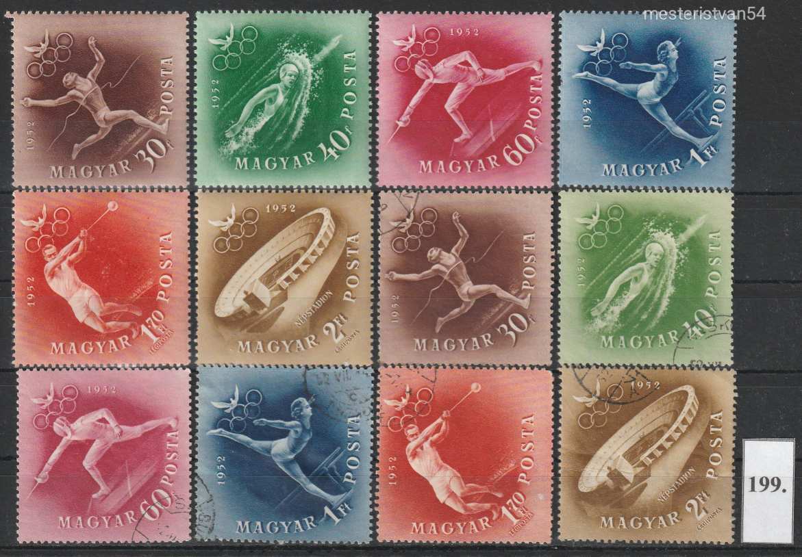 1952.Helsinki Olimpia-I-L. Postatisztán+pecsételve. ##