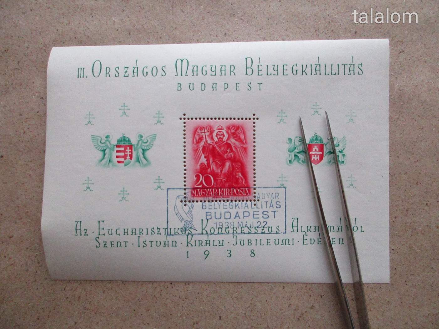 1938. Orbék blokk alkalmi bélyegzéssel