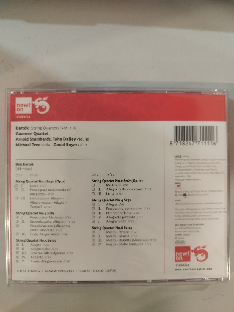 BARTÓK: STRING QUARTETS NOS. 1 - 6 - GUARNERI QUARTET      (2 CD)  (BONTATLAN)