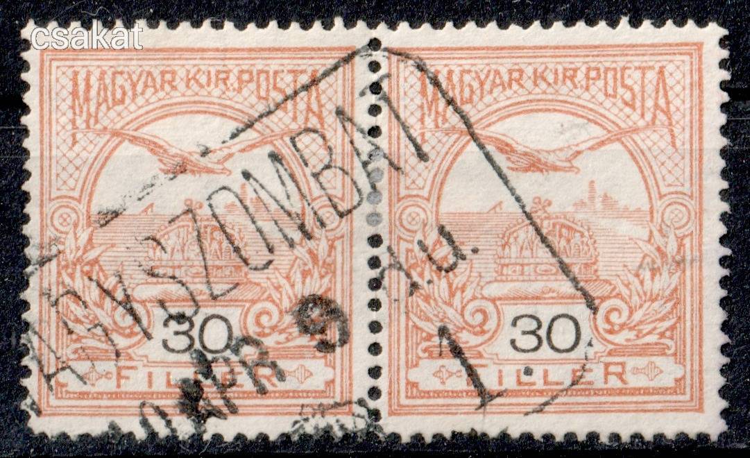 1913 turul NAGYSZOMBAT / 1. gyüjtő lebélyegzés Felvidék Slovakia MPPFB GY10 / 500p (d36)