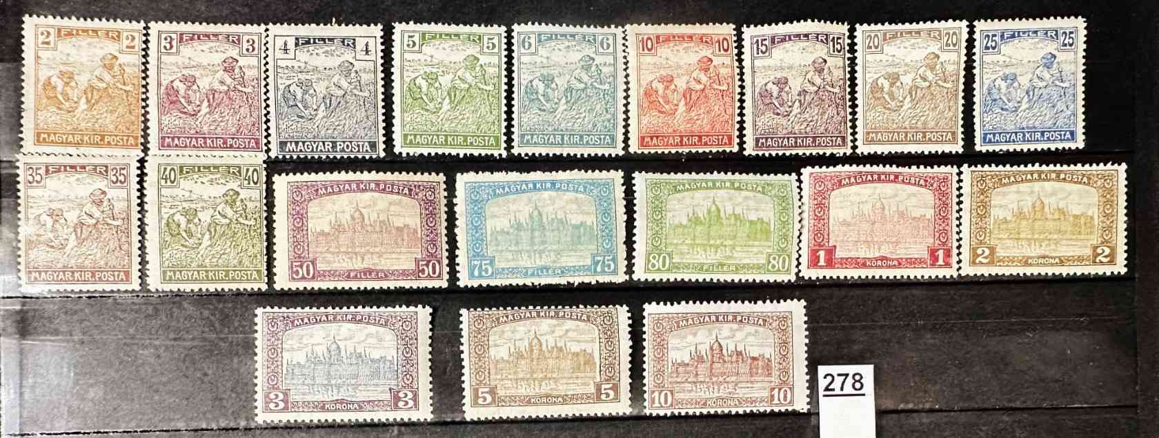 1916 ARATÓ PARLAMENT POSTATISZTA  MAGYAR TELJES BÉLYEG SOR **MBK: 5,100FT