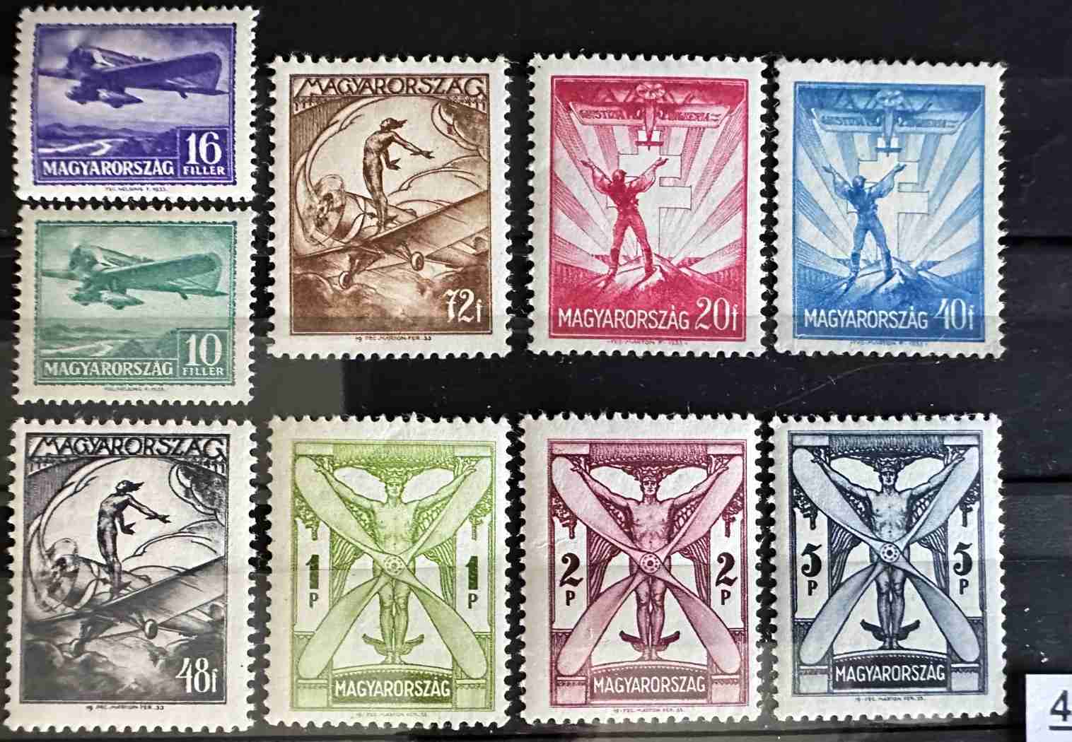 1933 Repülo Bélyeg Sor Postatiszta Falmentes MBK 100000FT