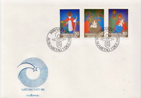 Liechtenstein Karácsony 6 FDCn