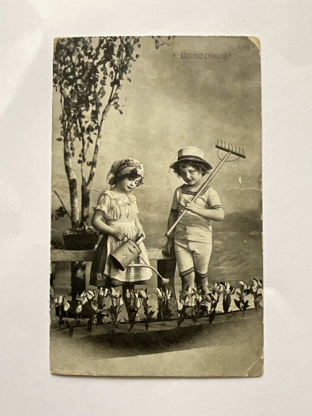 1914 körüli képeslap 5f turul Gyermekek virágoskertben Wien ritka