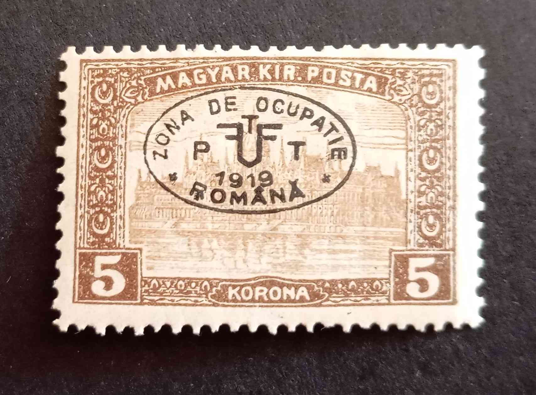 Magyarország 1919 Debrecen román megszállás Parlament 5 K * falcos H